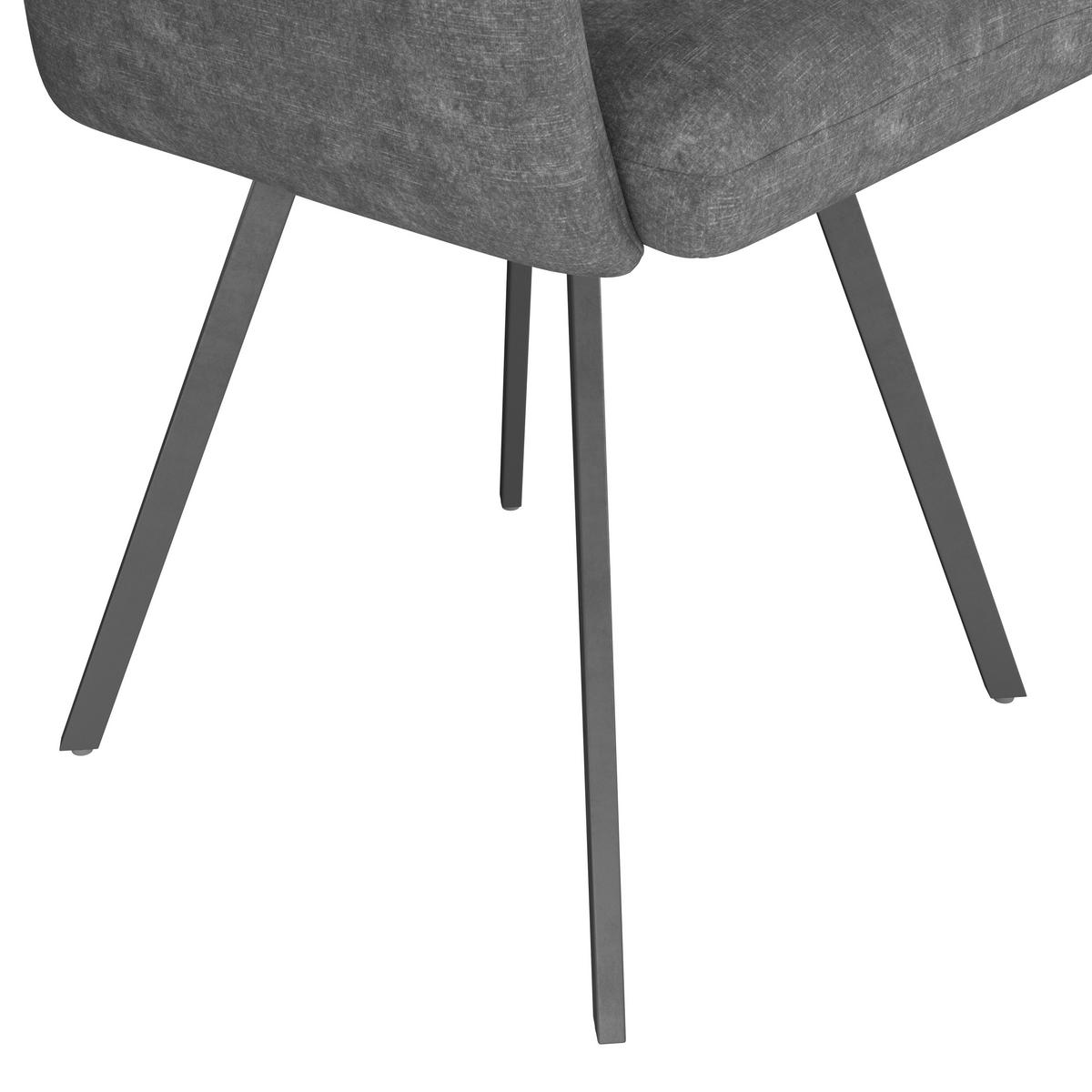 Armlehnstuhl Johanna 2 Grau/Schwarz, gepolstert, Samt - Schwarz/Grau, MODERN, Textil/Metall (57/90/60cm)