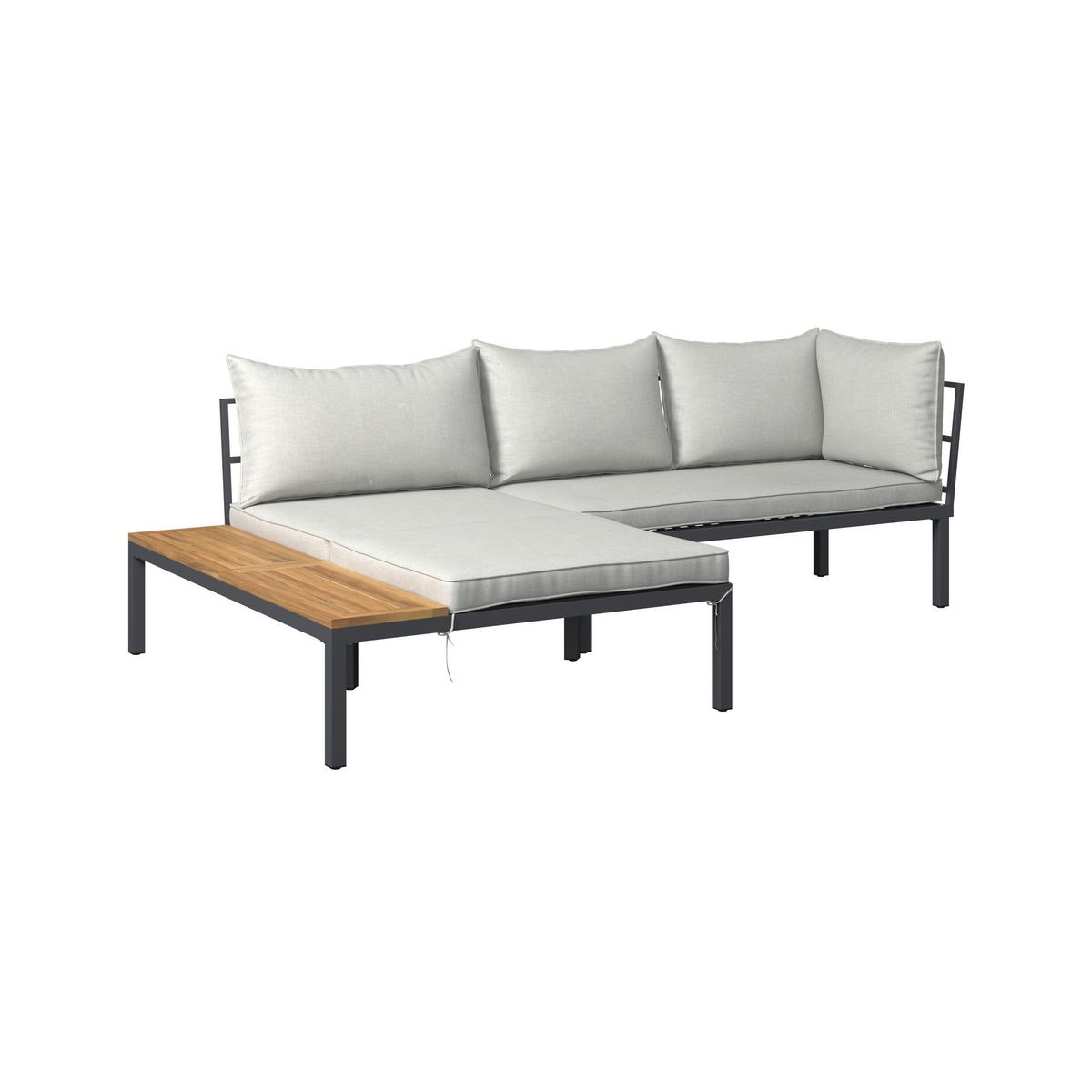 Loungegarnitur Santa Monica - Grau/Akaziefarben, MODERN, Holz/Kunststoff (152/271cm) - Beldano