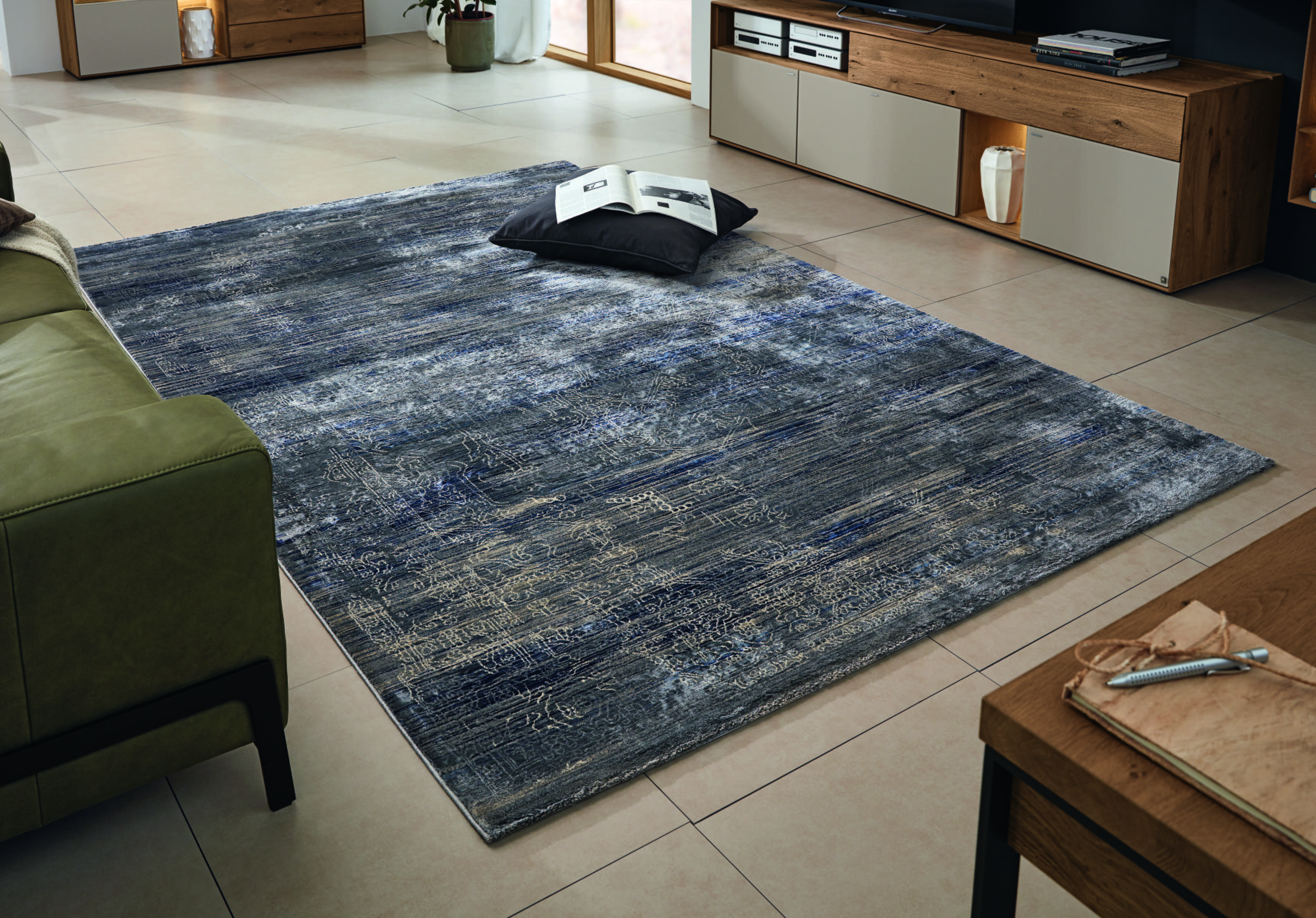 Webteppich Blau/Creme Wave Kontura 200x300 cm - Blau/Creme, Design, Textil (200/300cm) - Musterring