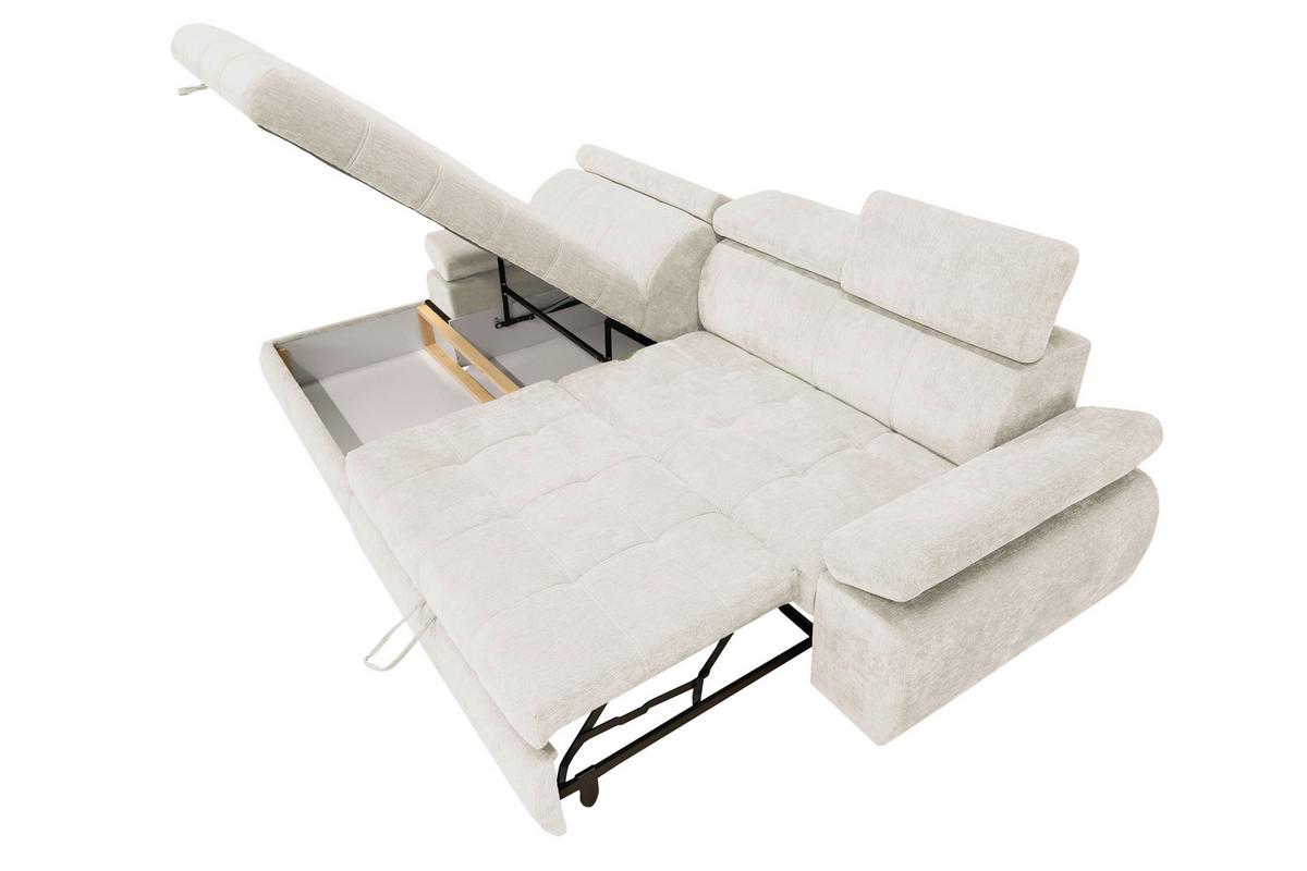 Rohová sedačka VEGAS, levá, béžová žinylka - černá/béžová, Design, dřevo/textil (173/294cm)