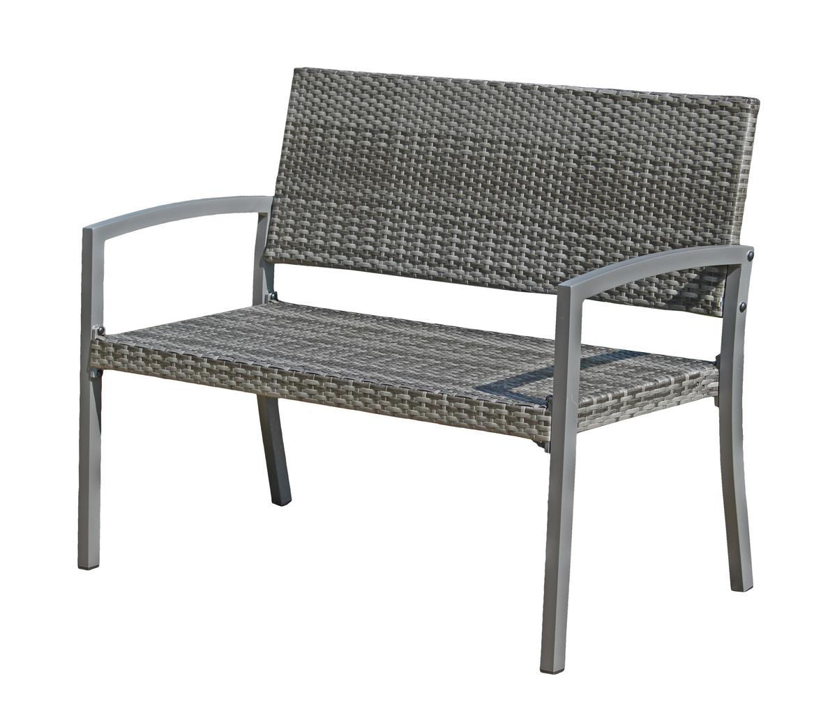 Sitzbank Aluminium 2-Sitzer mit Armlehne - Dunkelgrau, Basics, Kunststoff/Metall (116/60/87cm) - Gardenson