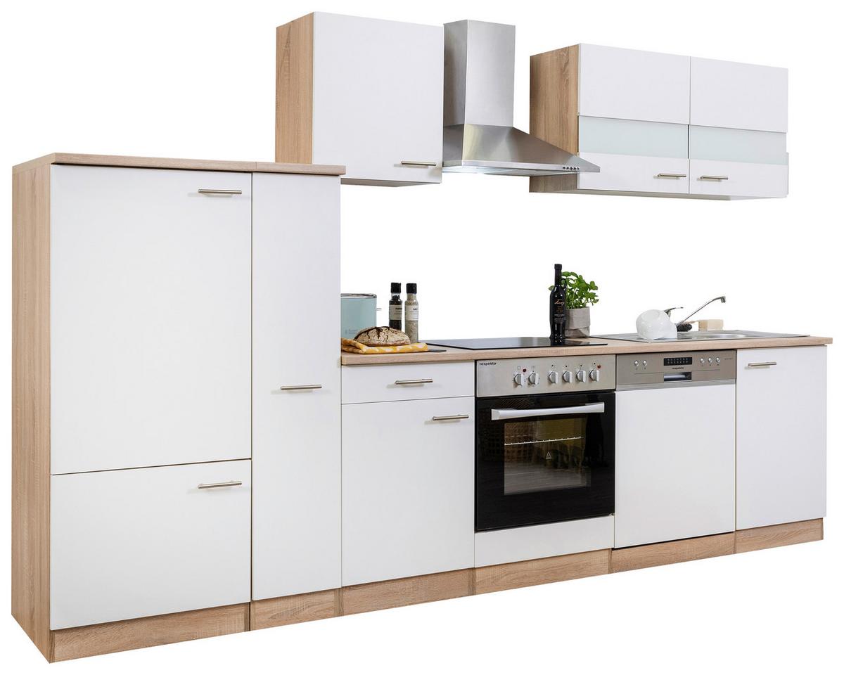 Küchenzeile Ohne Geräte B: 310 Cm Weiß/eiche Dekor, Modern - Eichefarben/Weiß, Basics, Holzwerkstoff (310/200/60cm) - Respekta