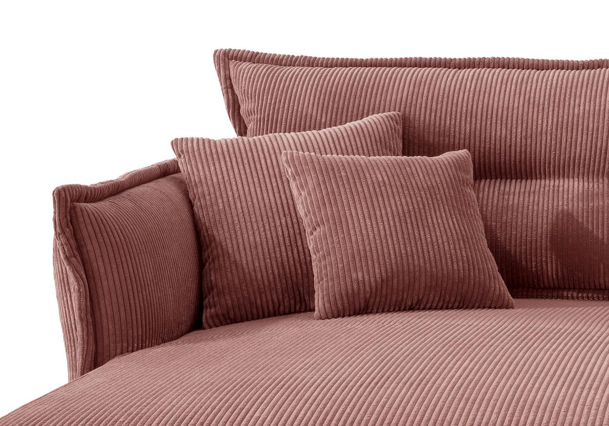 Ecksofa Lava Koralle mit Zierkissen - Koralle/Schwarz, MODERN, Textil (180/255cm) - Livetastic