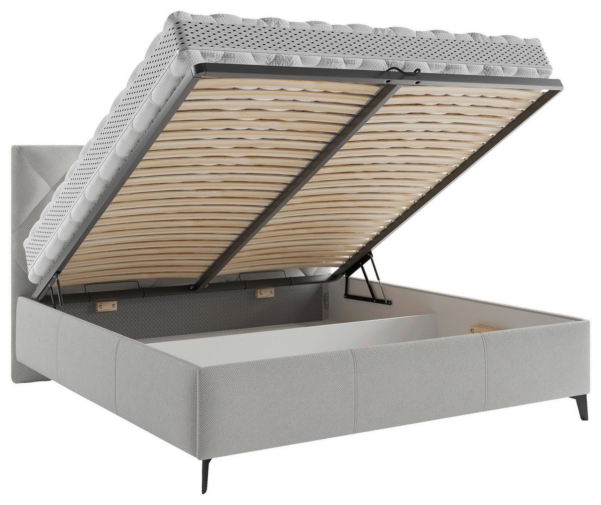 Polsterbett Bianco - Greige/Schwarz, MODERN, Holz/Textil (180/200cm) - MID.YOU