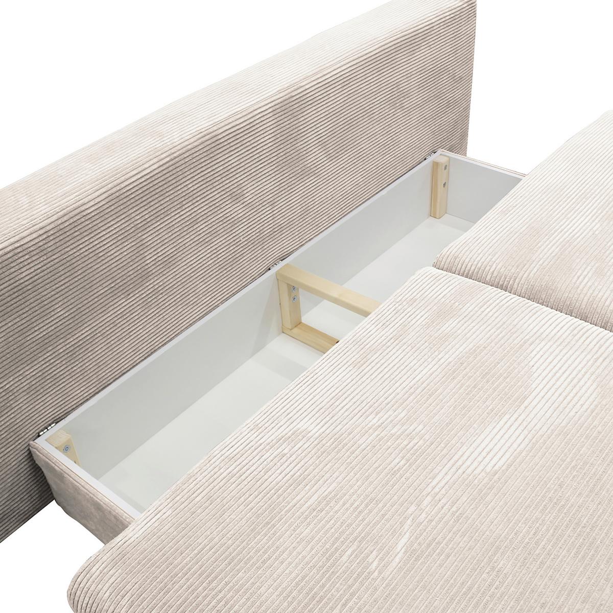2-sitzer-sofa Mit Schlaffunkt. Fiore Und Bettkasten Beige - Beige/Schwarz, Design, Textil (202/85/99cm) - P & B