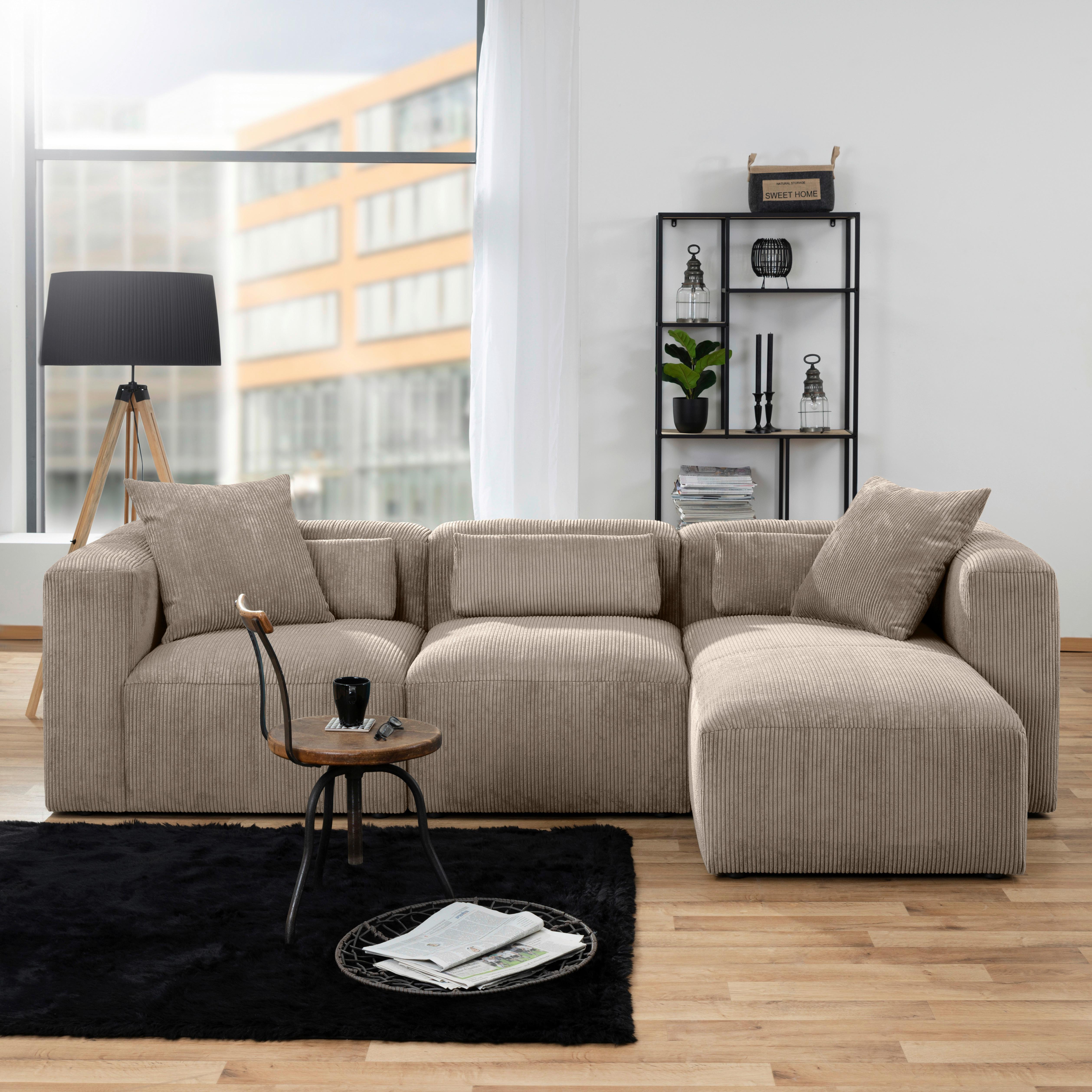Zierkissen Lenata 55x55 cm Cord Taupe - Taupe, Design, Textil (55/55cm) - Max Winzer