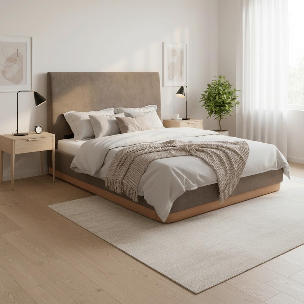 Čalouněná postel JOSEF 160x200 cm, tmavě hnědá - tmavě hnědá/černá, Moderní, kov/dřevo (180/200cm) - Bessagi Home