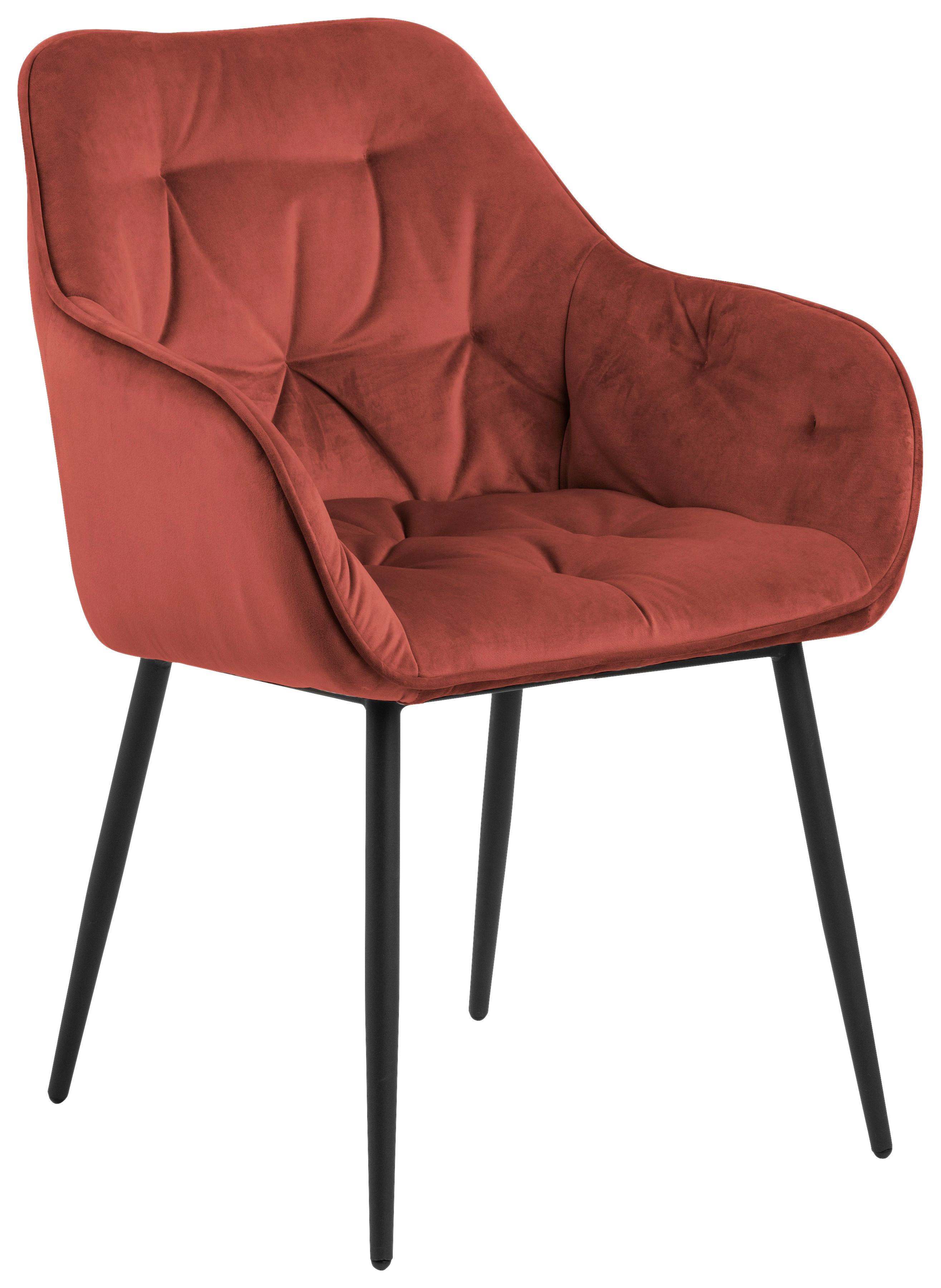 Židle S Podroučkami Brooke Samet - černá/korály, Trend, kov/textil (58/83/55cm) - Livetastic