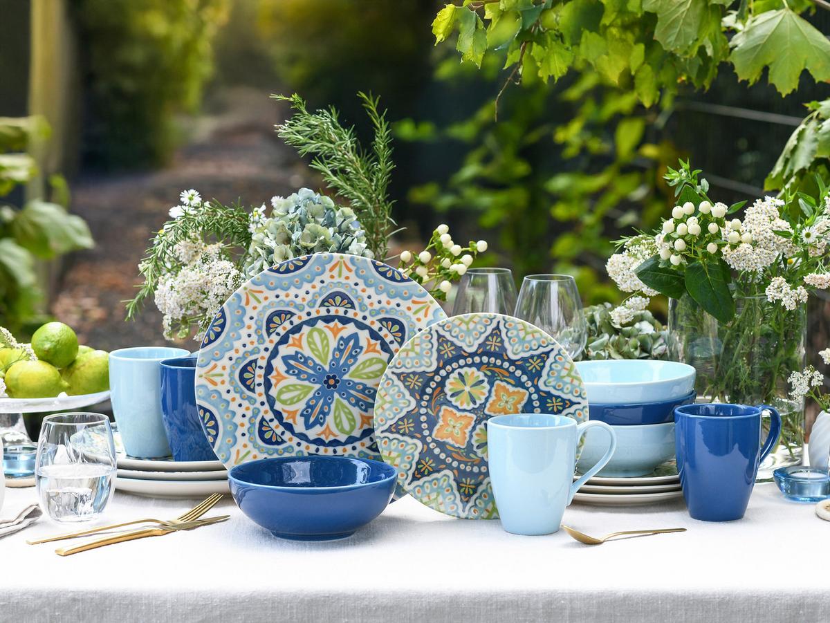 Kombiservice Steinzeug Patio bunt, 16 -Teilig. - Multicolor, Basics, Keramik - Creatable