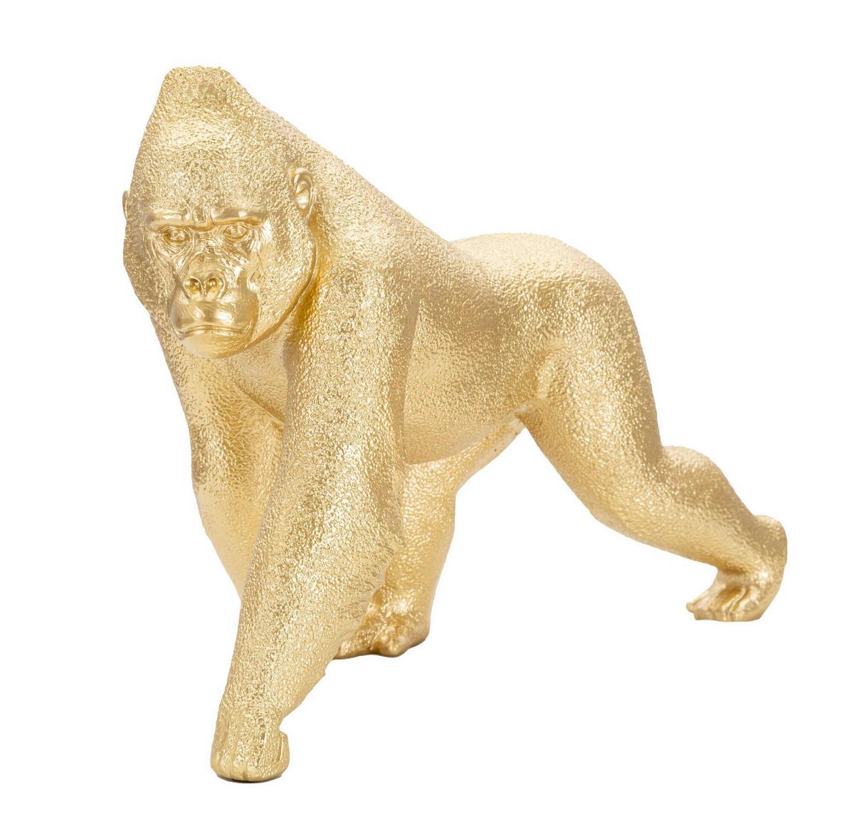 Skulptur Gorilla Decor Front Goldfarben, B: 29,7 - Goldfarben, Basics, Kunststoff (29.7/21.8/11.5cm)