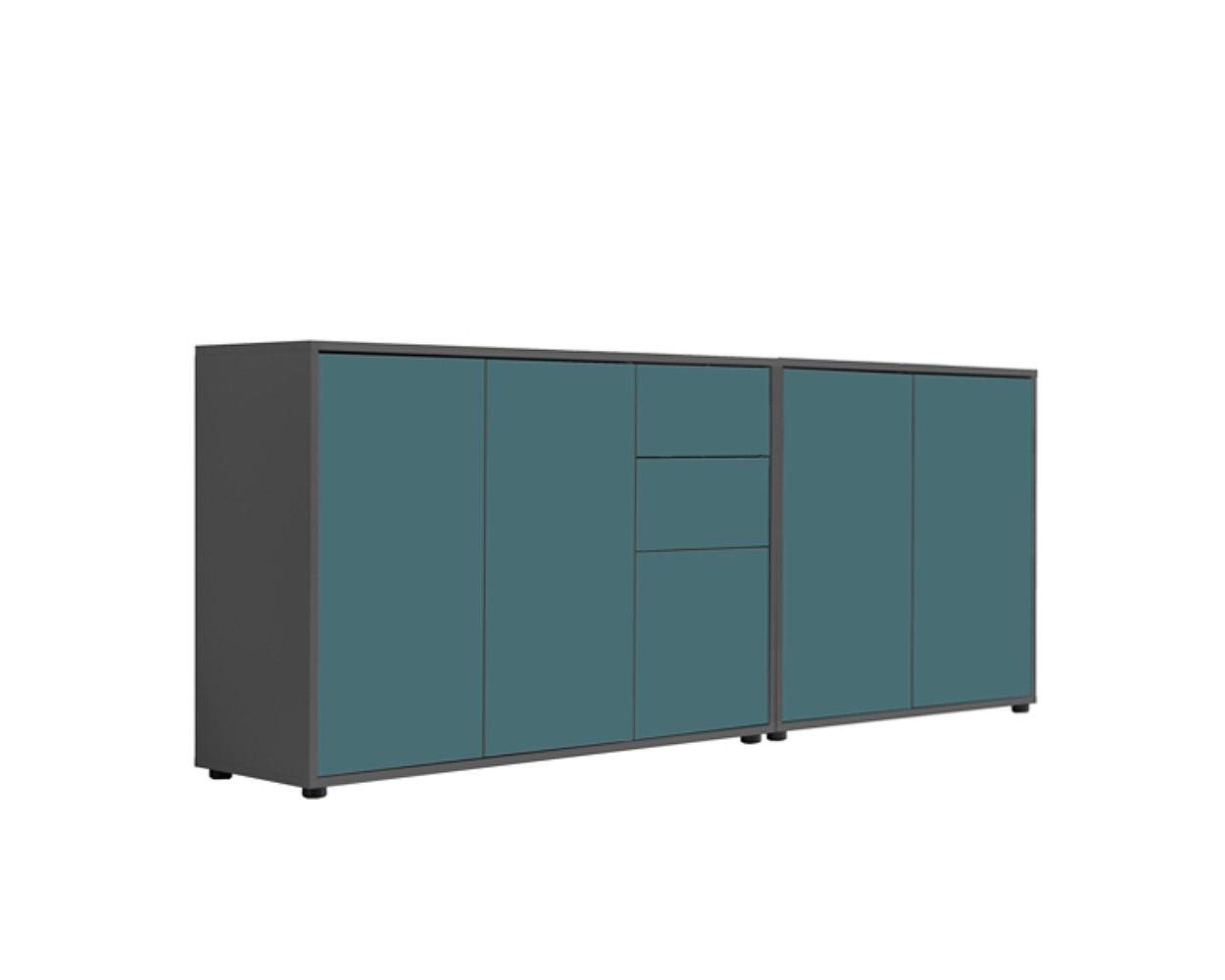 Sideboard Mailand Anthrazit/petrol B: 184,5cm - Anthrazit/Petrol, MODERN, Holzwerkstoff (184,5/73/33cm) - MID.YOU
