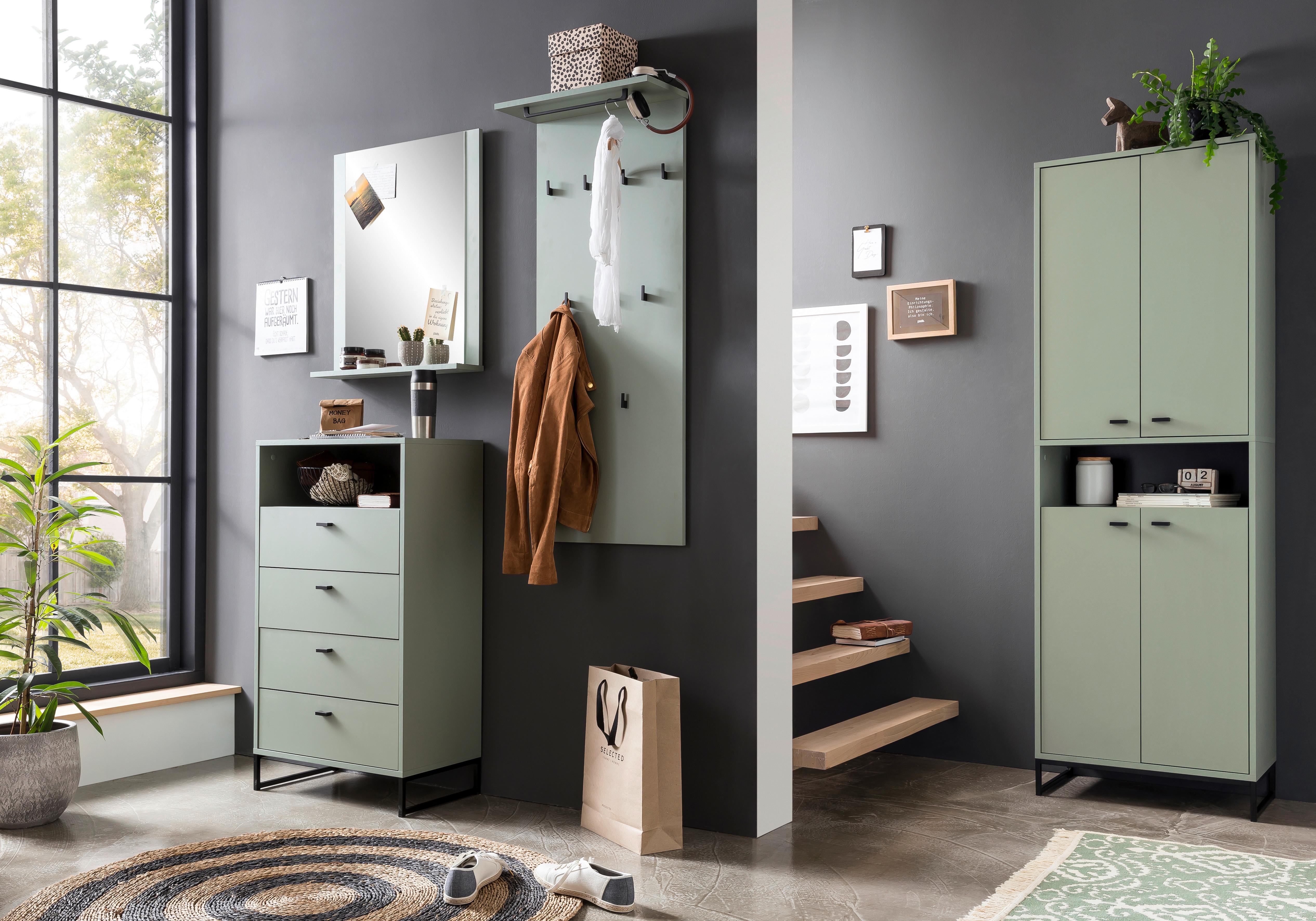 Highboard Janne Highboard 600 4sk Nische - Schwarz/Grün, LIFESTYLE, Holzwerkstoff (60,2/103,9/33,5cm) - MID.YOU
