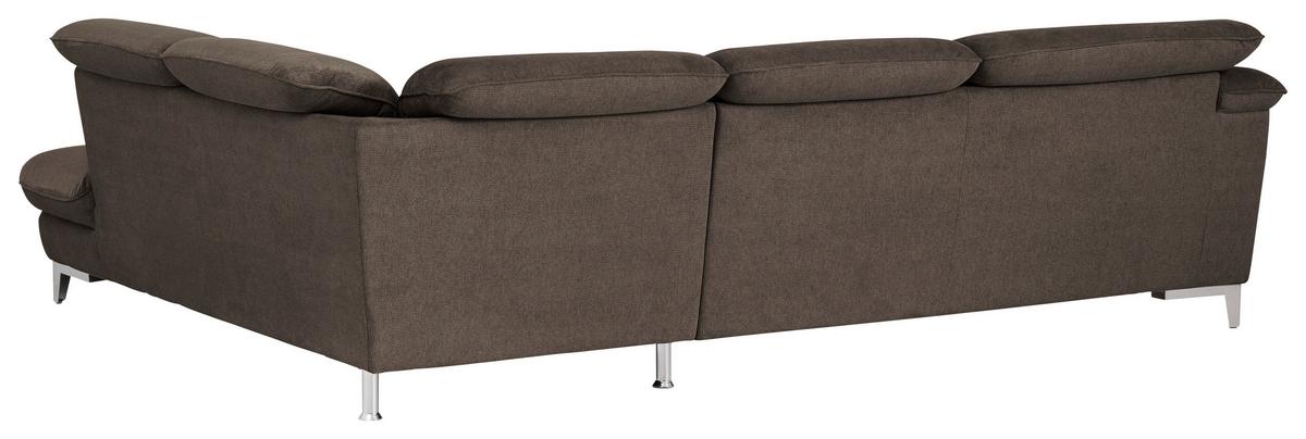 Ecksofa mit Schlaffunktion Teresa Dunkelbraun - Chromfarben/Dunkelbraun, Design, Textil (293/232cm) - Livetastic