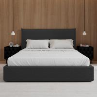 Čalúnená posteľ ALBA 180x200 cm, tmavosivá - čierna/prírodná farba, Modern, drevo/textil (180/200cm) - Bessagi Home
