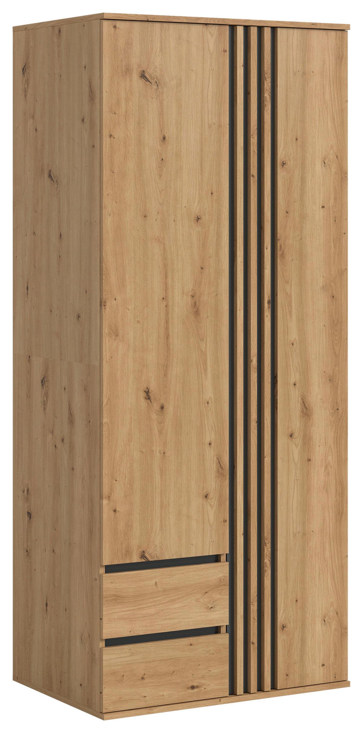 Drehtürenschrank Tofta Eiche Dekor/Anthrazit B: 80cm - Anthrazit/Eiche Artisan, ROMANTIK / LANDHAUS, Holzwerkstoff (80/192/56cm) - Livetastic