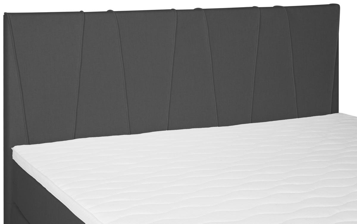 Boxspringbett mit Topper 140x200 cm Wels, Dunkelgrau - Graphitfarben/Schwarz, MODERN, Textil (140/200cm) - MID.YOU