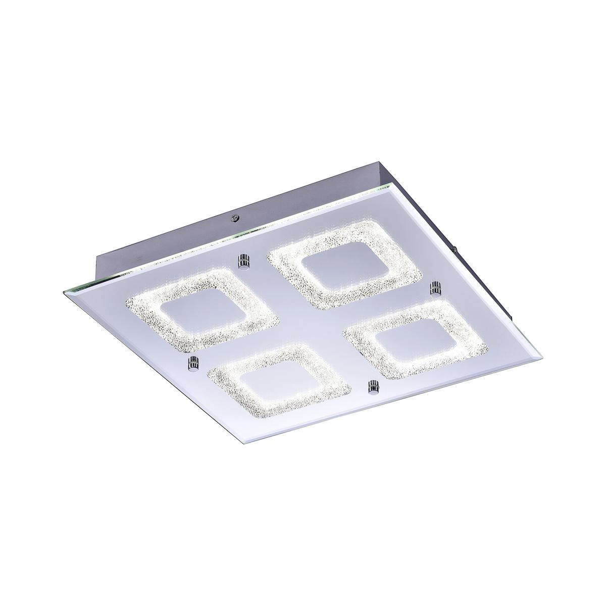 LED-Deckenleuchte Lisa L: 36 cm, Rechteckig - Chromfarben, KONVENTIONELL, Glas/Metall (36/36/6,3cm)