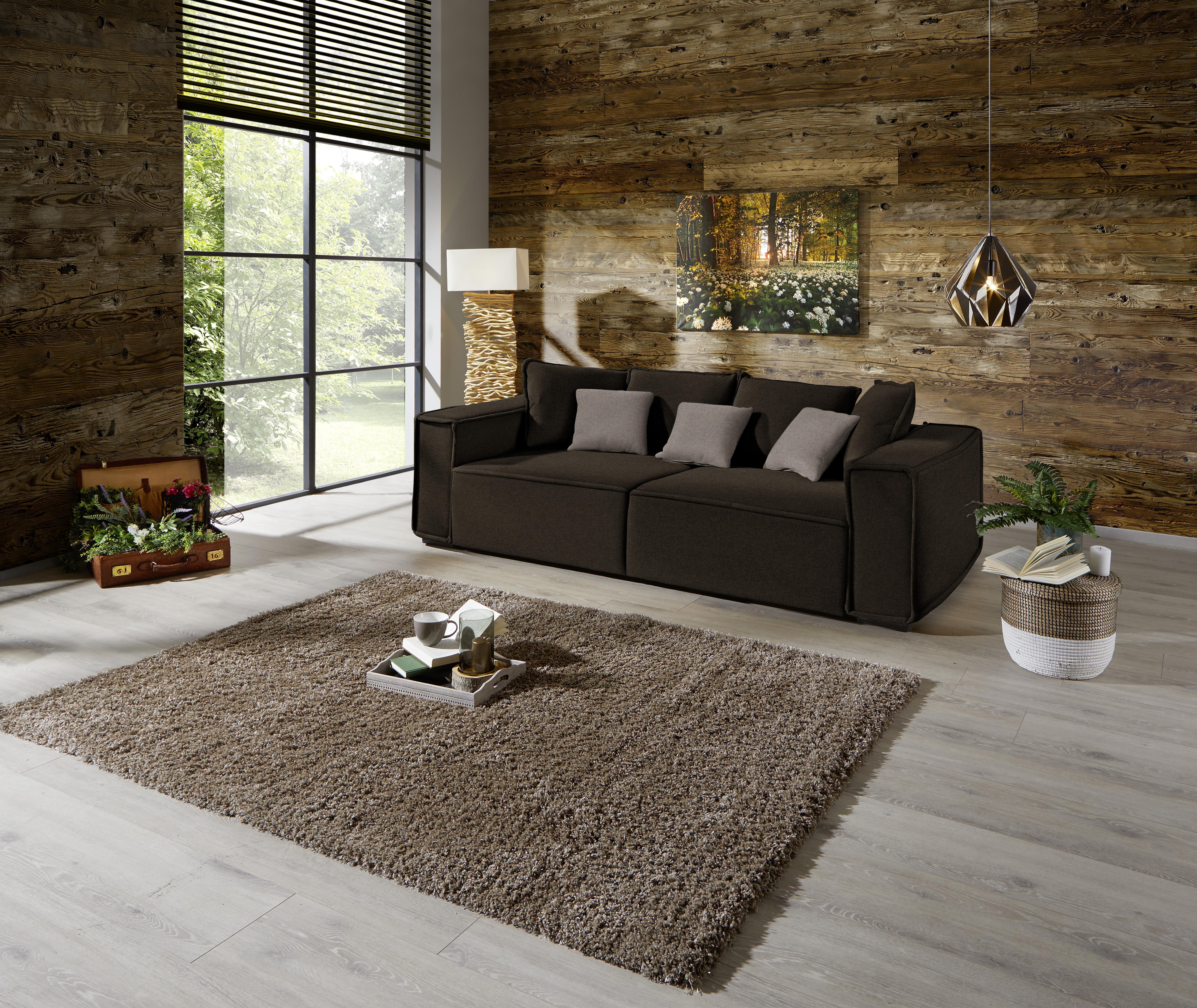 Bigsofa mit Kissen Surf, Webstoff - Taupe/Dunkelbraun, MODERN, Holz/Textil (244/62/117cm) - Luca Bessoni