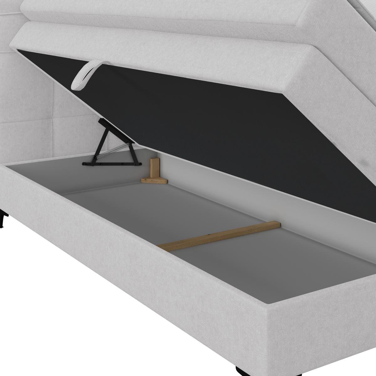 Boxspringbett MITTO Silberfarben 180x200 cm - Silberfarben/Schwarz, KONVENTIONELL, Textil/Metall (180/200cm)