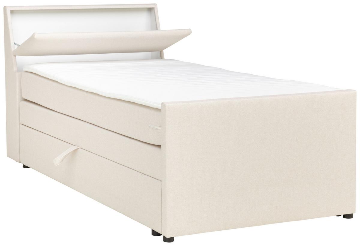 Boxspringbett Mit Bettkasten Nida 120x200 Cm Creme - Creme/Schwarz, MODERN, Holz/Textil (120/200cm) - MID.YOU