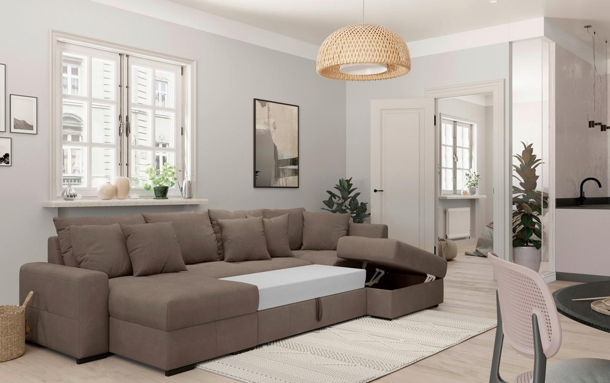 Sarokgarnitúra Bill Mm201 - szürke, Konventionell, textil (173/310/156cm)