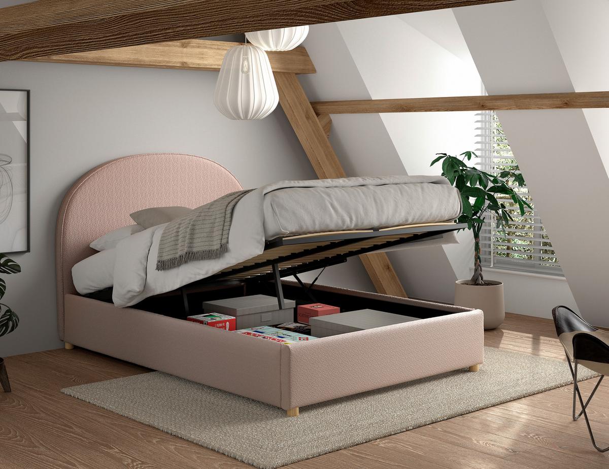 KINDER-/JUNIORBETT Moon Rosa 140x200cm - Rosa/Naturfarben, ROMANTIK / LANDHAUS, Holz/Textil (140/200cm) - Vipack