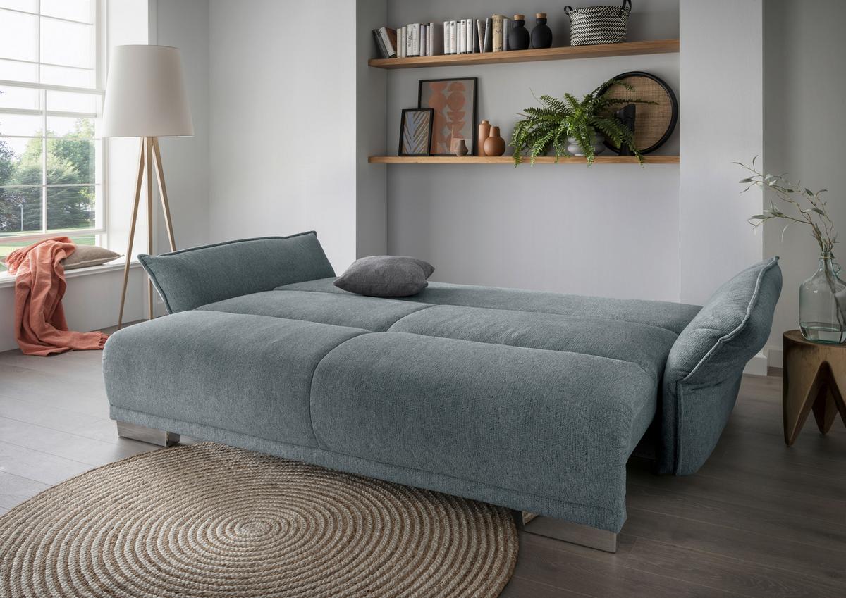 Bigsofa Pera, Mintgrün B: 242 cm - Chromfarben/Silberfarben, MODERN, Textil (242/71/90/131cm) - Livetastic