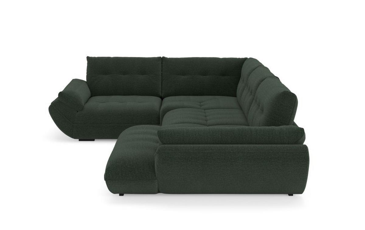 Sedací souprava VIVO U, levá, lesní zelená žinylka - černá/lesní zelená, Moderní, textil/plast (293/402/179cm)