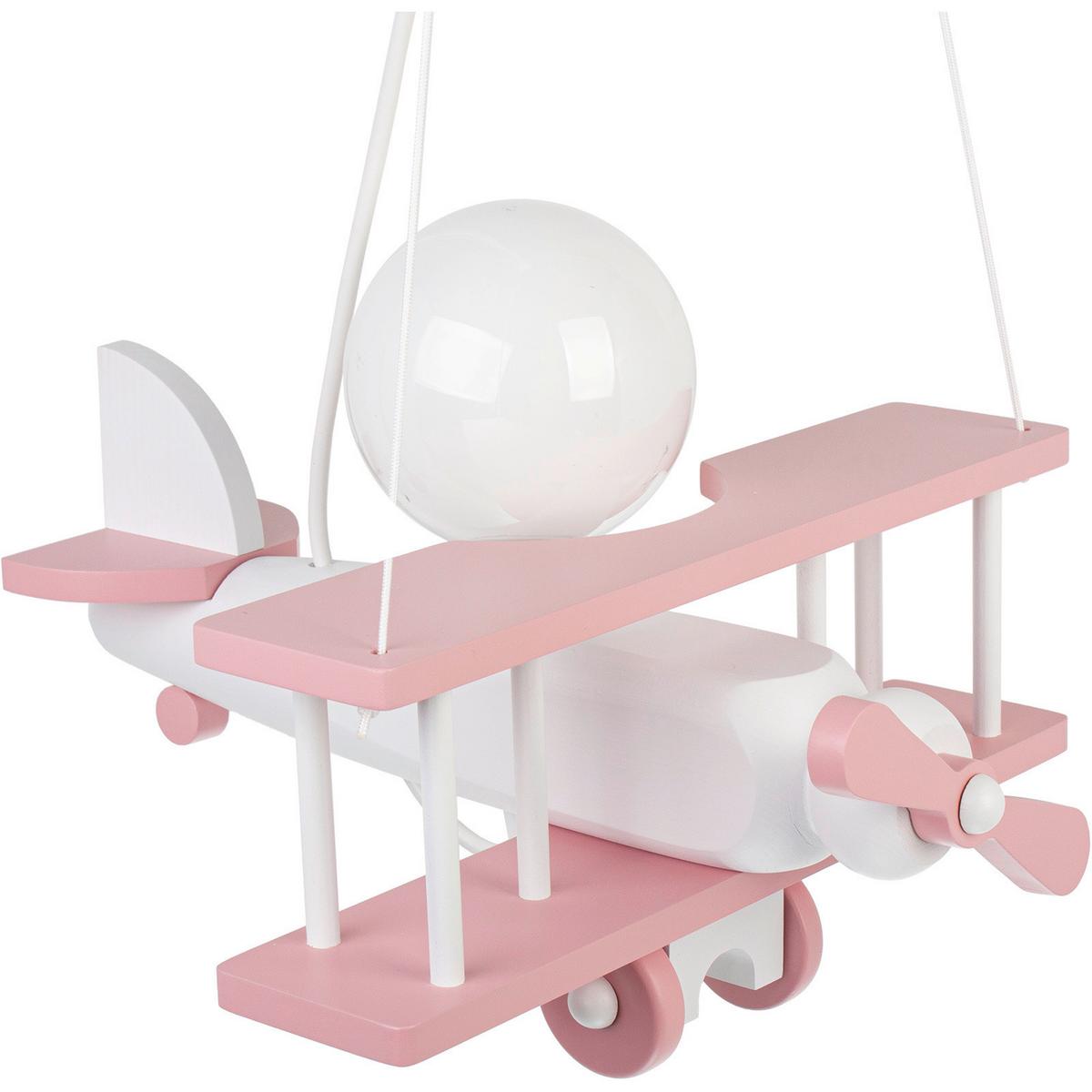 Kinderhängeleuchte 1041122 Flugzeug - Rosa/Weiß, KONVENTIONELL, Holz (42/45/75cm)