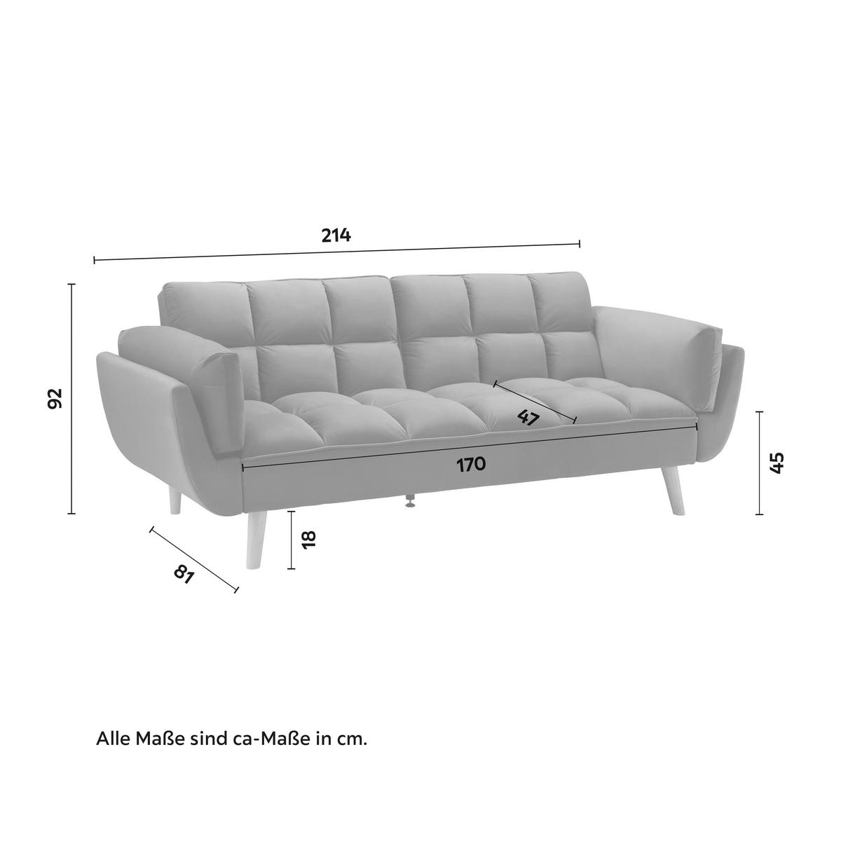 Rozkládací pohovka CORA, zelený samet, max. 360 kg - zelená/přírodní barvy, Moderní, dřevo/textil (214/92/81cm) - Bessagi Home