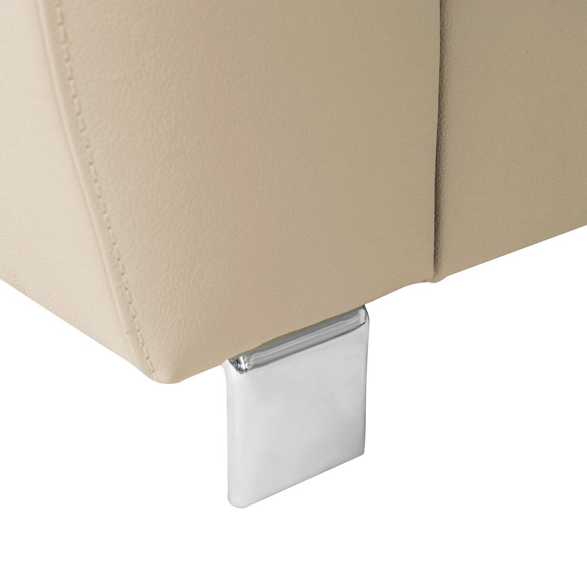 Ecksofa Lugano Teilleder Beige 248x208 - Chromfarben/Beige, Design, Leder/Textil (248/208cm) - Livetastic