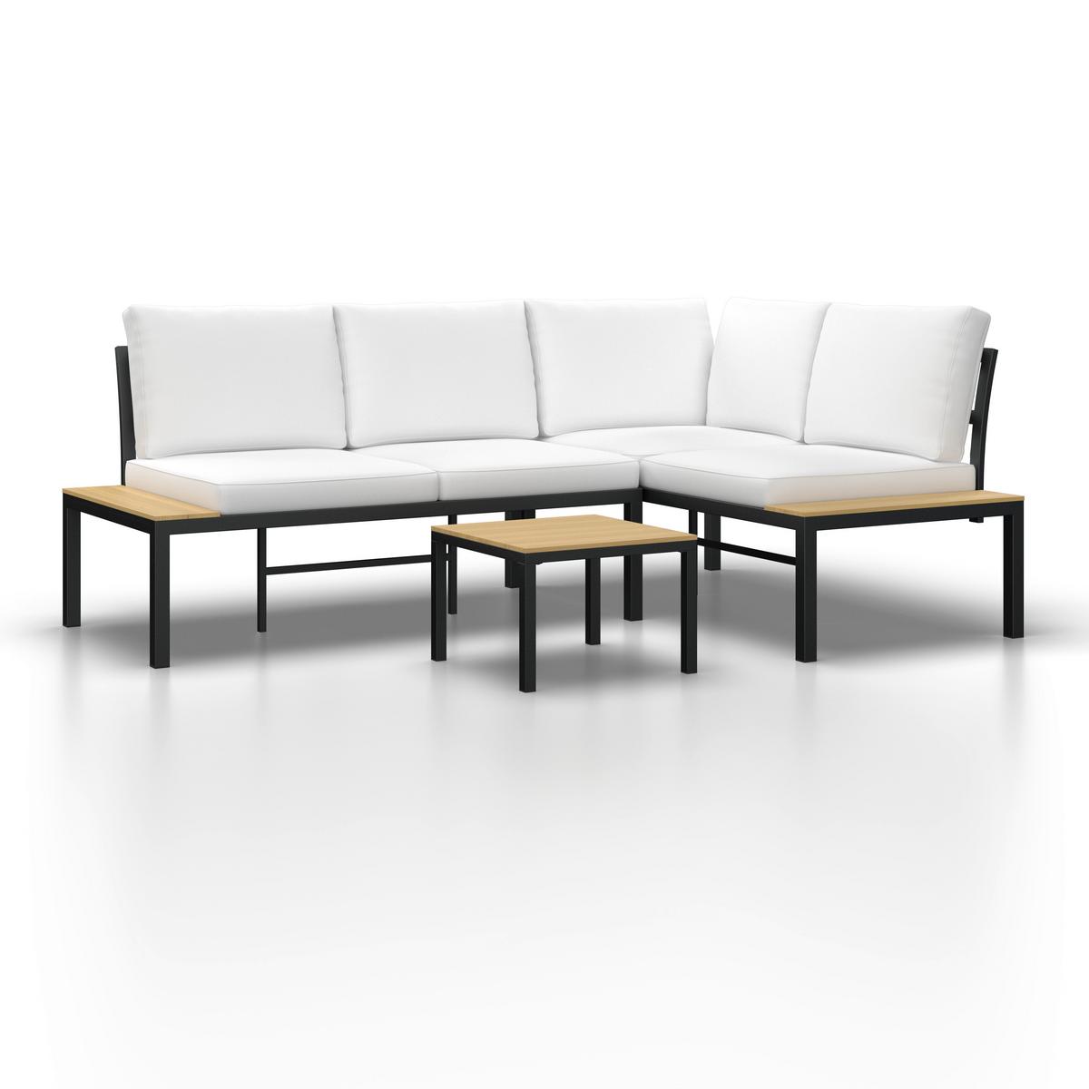 TERASOVÁ SEDACÍ SOUPRAVA ARIANNA - černá/krémová, Moderní, kov/textil (146/76/75cm) - Bessagi Garden
