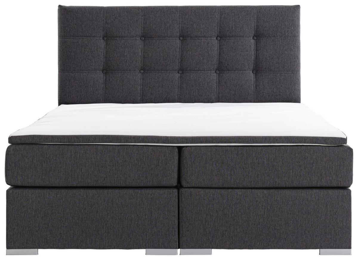 Boxbett Inez Grau Lf: 160x200 cm - Silberfarben/Grau, MODERN, Textil (160/200cm) - MID.YOU