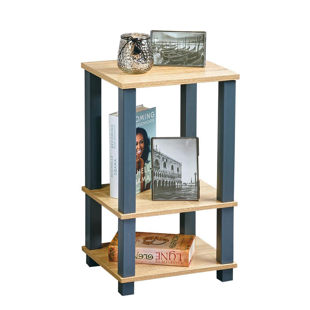 Regal Eiche Dekor, Grau, B: 34 cm - Eichefarben/Grau, Basics, Holzwerkstoff (34/58,5/29cm) - Kesper