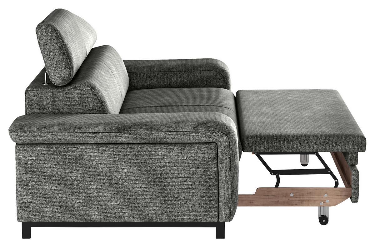 3-Sitzer-Sofa Emma Mit Liegefunktion Grau B: 217 cm - Schwarz/Grau, Textil (217/81/100cm) - MID.YOU