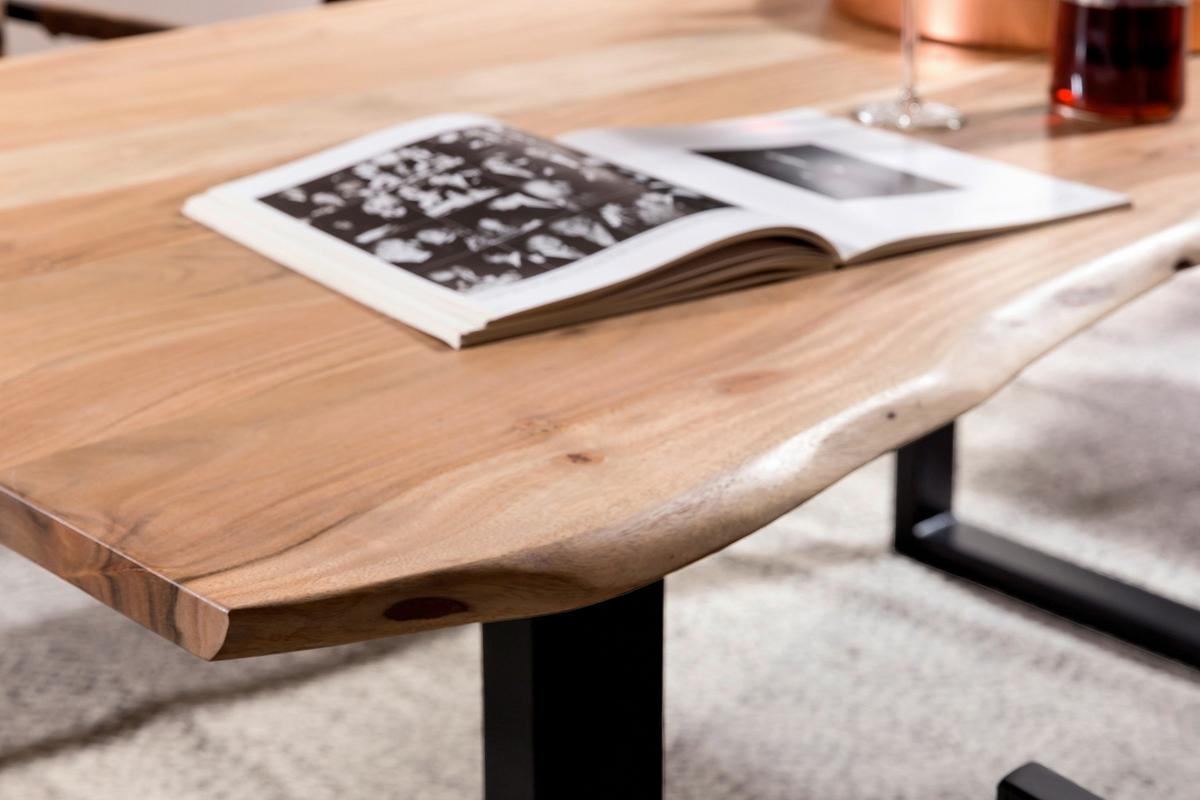 ESSTISCH Naturfarben/Schwarz L: 160cm - Schwarz/Naturfarben, MODERN, Holz/Metall (160/85/76cm) - MID.YOU