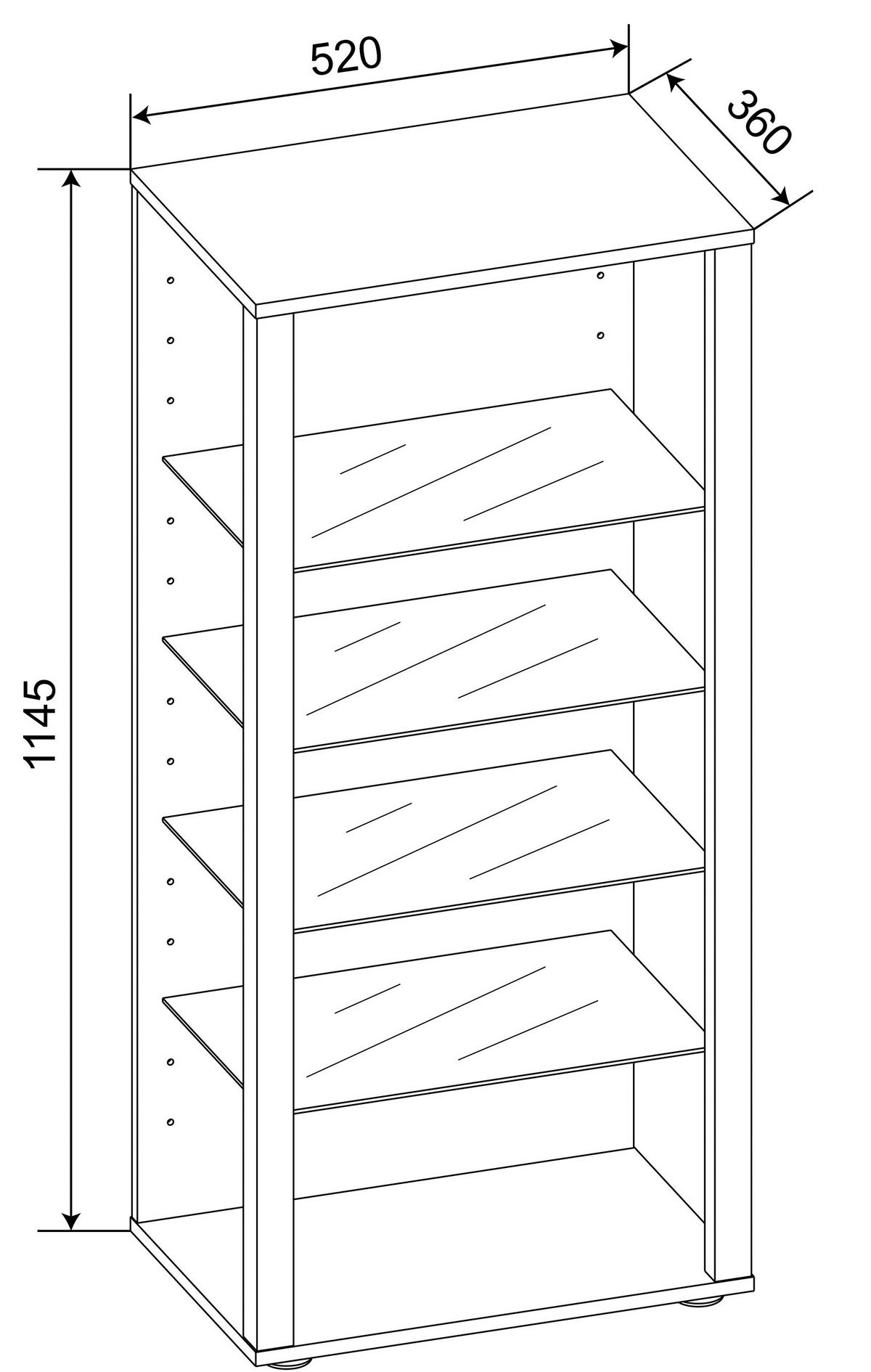 Vitrine Glasol B: 51,8 Cm Weiß - Schwarz/Weiß, MODERN, Glas/Holzwerkstoff (51,8/114,5/34,8cm) - MID.YOU