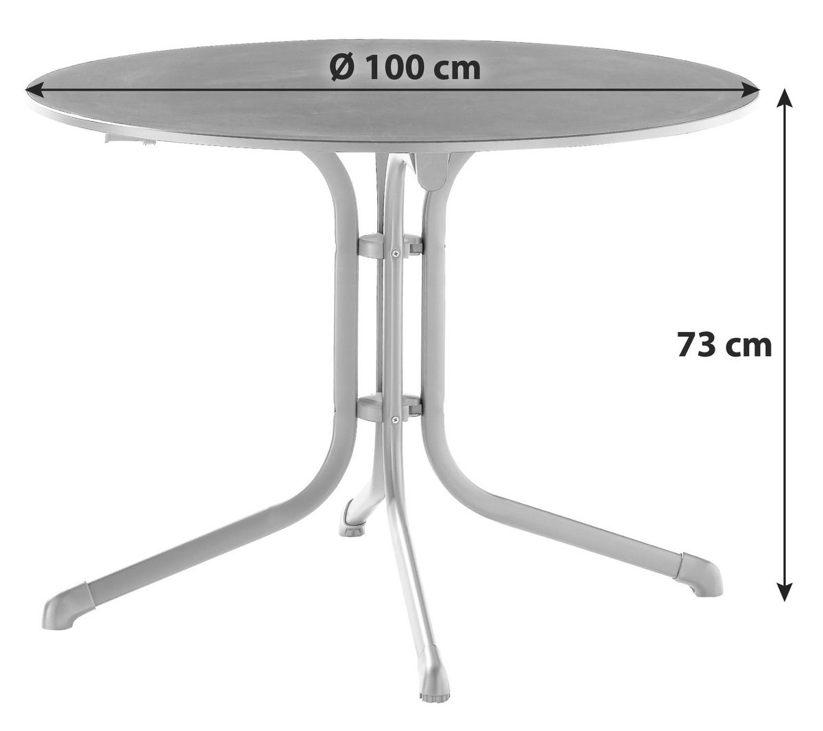 Gartentisch Holzwerkstoff ⌀ 100 cm - Anthrazit/Graphitfarben, MODERN, Holzwerkstoff/Metall (100/100/73cm) - Sieger