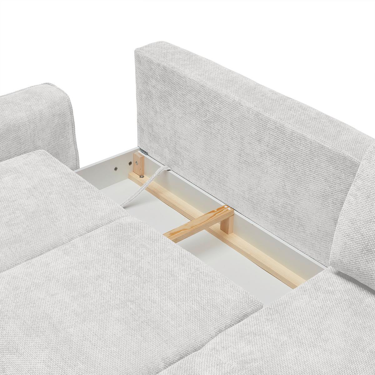 Rohová sedačka CUSTOM, pravá, krémová žinylka - černá/krémová, Moderní, kov/textil (255/164cm) - Mömax