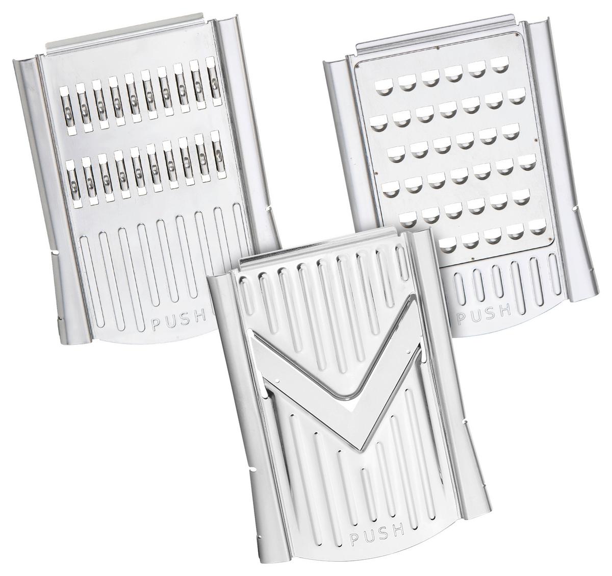 Reib-Einsatz Nicer Dicer Speed Grob/Fein Edelstahl 3er-Set - Silberfarben, Basics, Metall - Genius