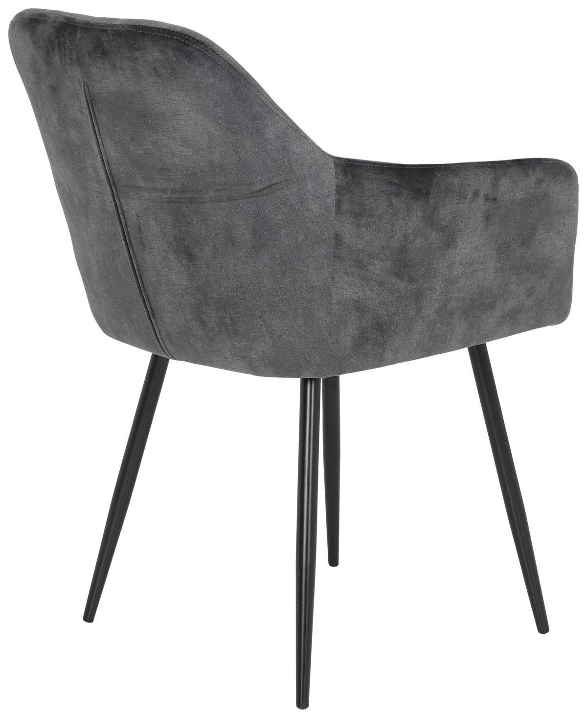 Armlehnstuhl Tina Anthrazit Gepolstert 2er-Set - Anthrazit/Schwarz, MODERN, Textil/Metall (56/81/62cm) - MID.YOU