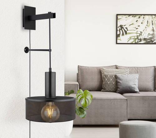 Wandleuchte 15648w3 - Schwarz, Design, Metall (25/29,5/57cm) - Globo