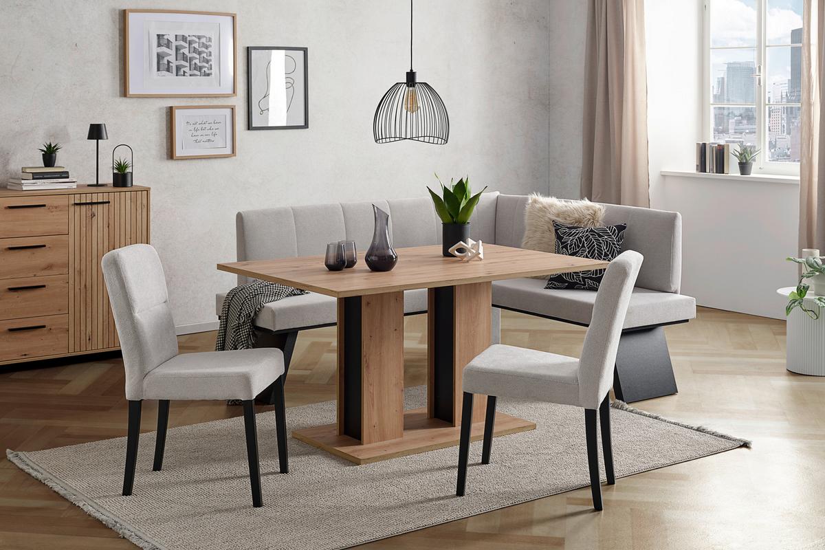Eckbank Grau Emma Ii 185x150 Cm - Schwarz/Grau, KONVENTIONELL, Holzwerkstoff/Textil (185/150cm)