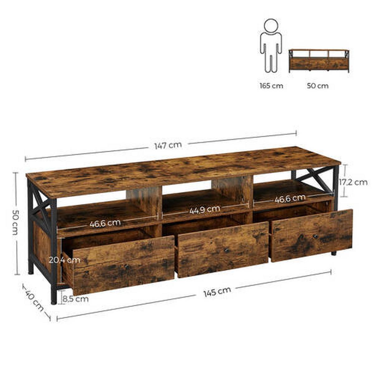 Lowboard B: 147 Cm Braun/sschwarz - Schwarz/Braun, Trend, Holzwerkstoff/Metall (147/50/40cm) - Boxxx