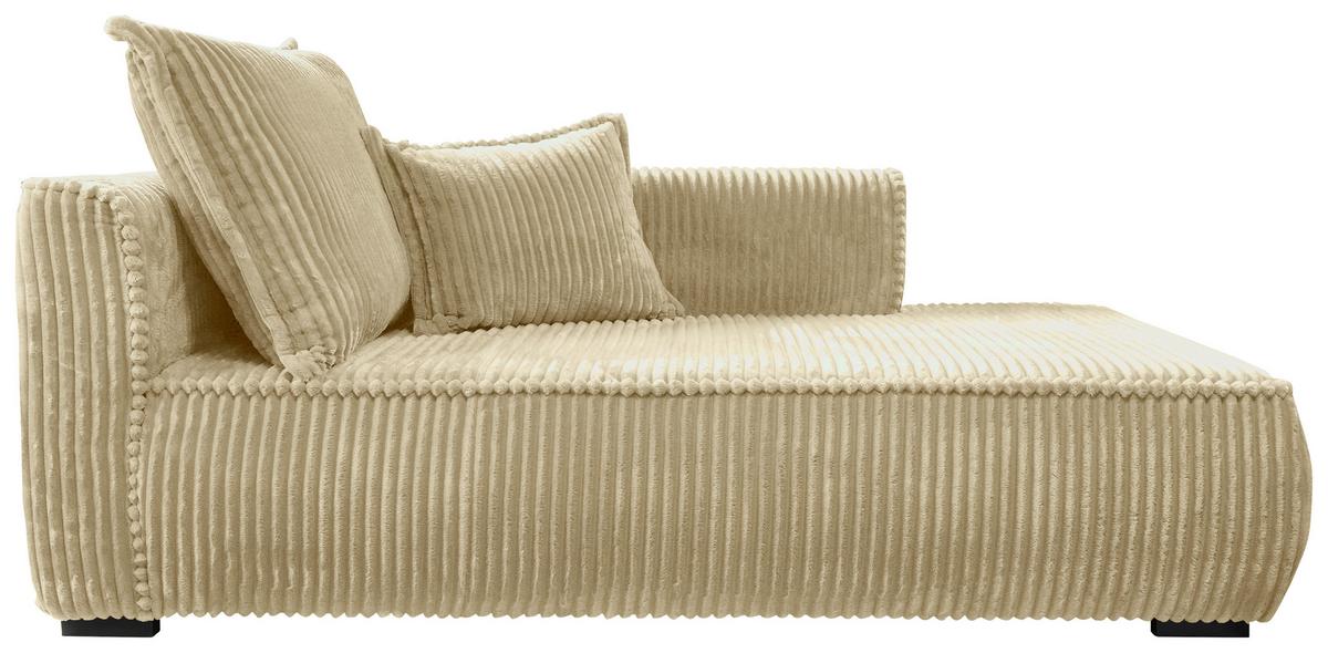 Recamiere Modena Rechts Beige, B: 208 Cm - Beige/Schwarz, Design, Textil (207/75/121cm) - MID.YOU