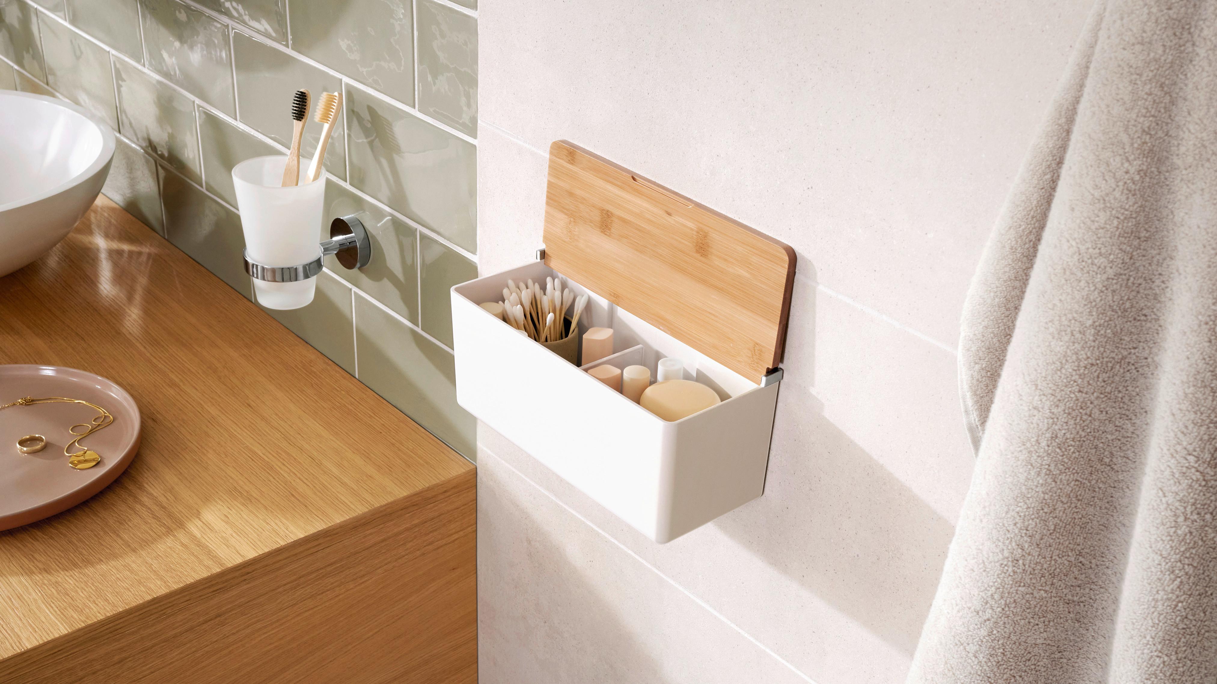 Aufbewahrungsbox Baboo Bambus BxHxT: ca. 24,2x11x10,2cm - Weiß, Basics, Holz/Kunststoff (24,2/11/10,2cm)
