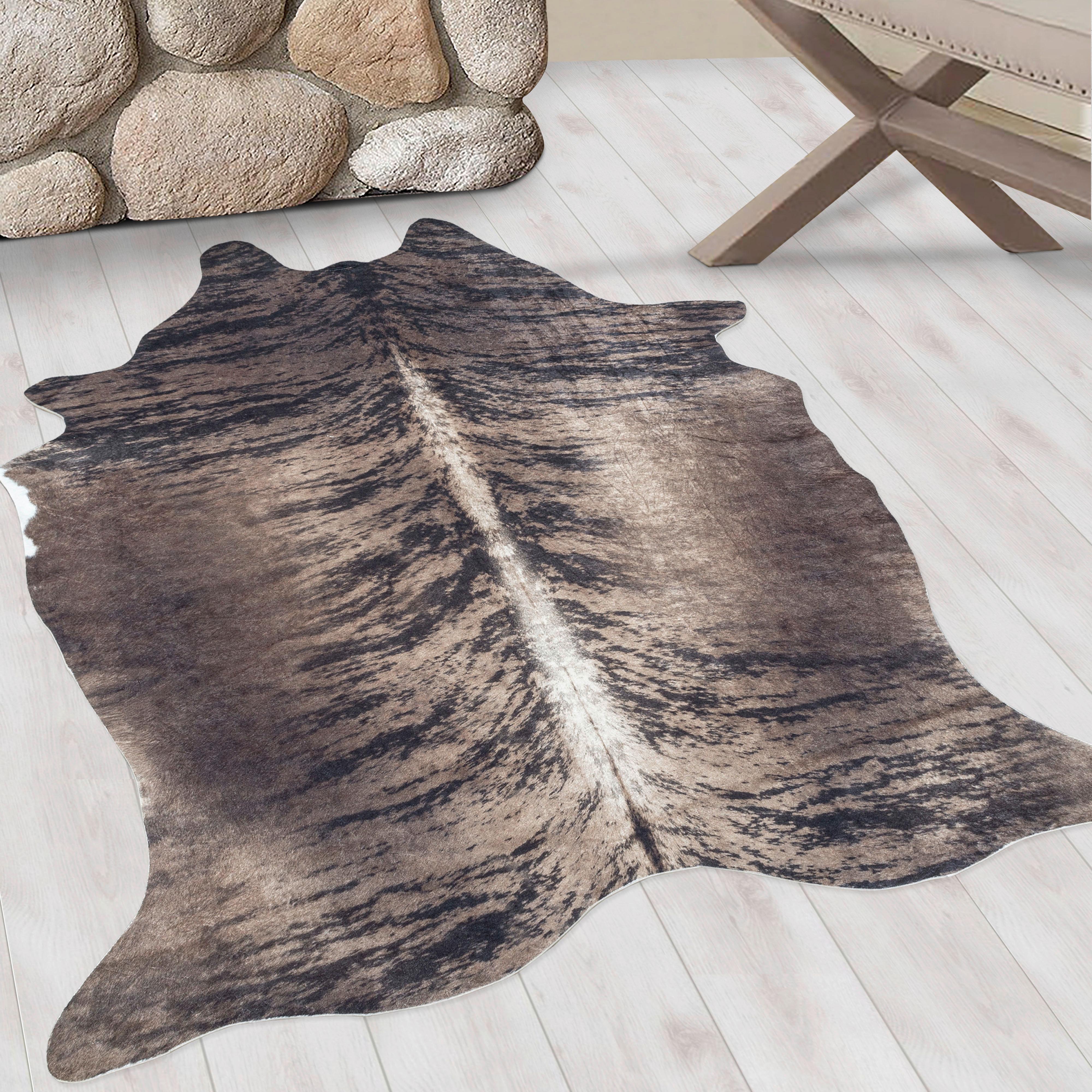 Fellteppich Etosha - Braun/Weiß, Design, Textil (100/135cm) - Novel