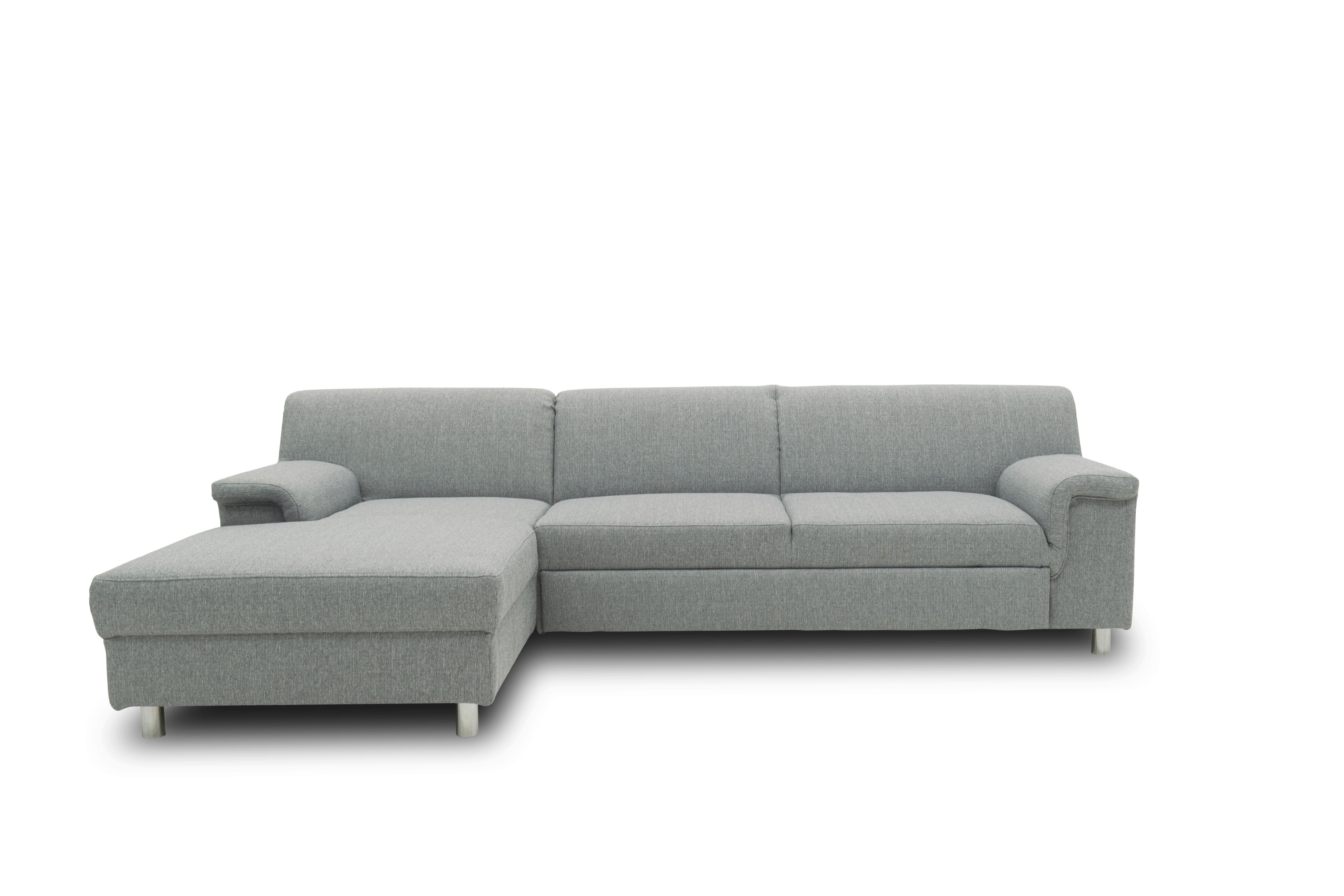 Ecksofa Mit Schlaffunktion Jamie Silberfarben Webstoff - Chromfarben/Silberfarben, KONVENTIONELL, Textil (150/252cm) - MID.YOU