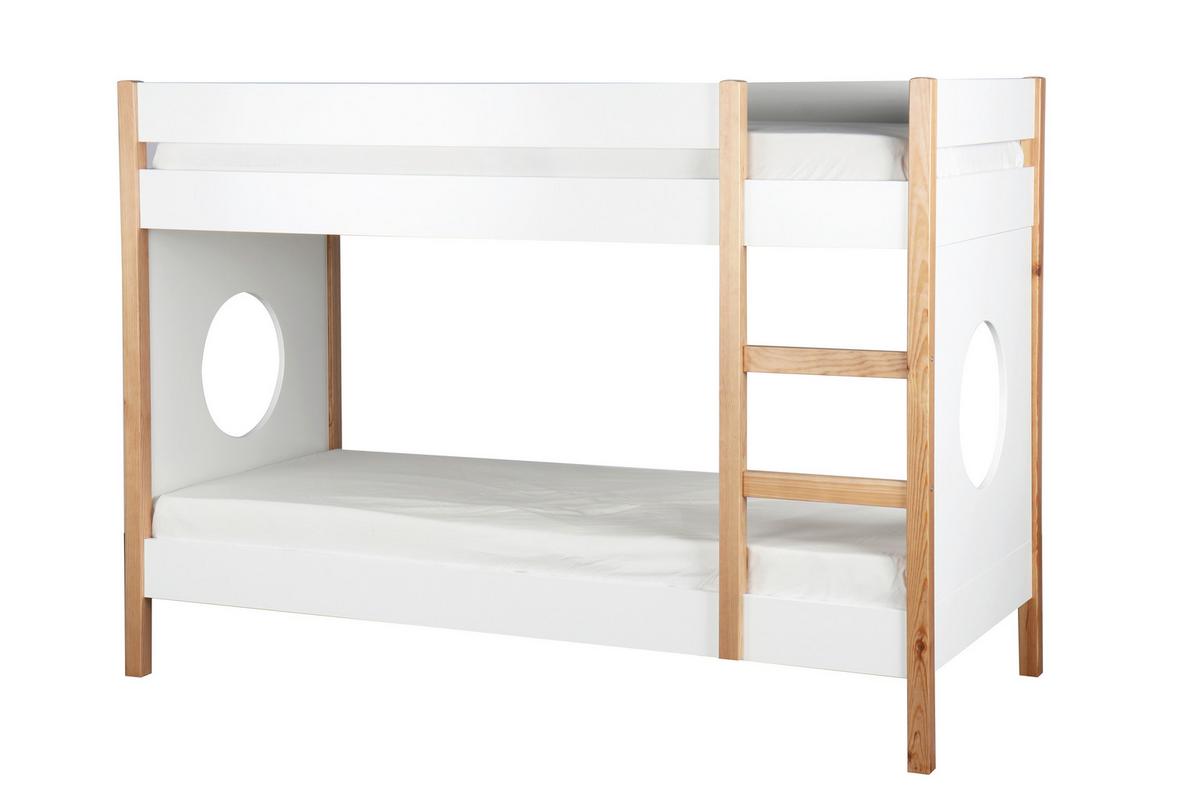 ETAGENBETT Naturfarben/Weiß 90x200cm - Naturfarben/Weiß, Design, Holz/Holzwerkstoff (90/200cm) - Livetastic