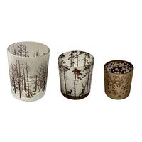 Teelichtglas Laura - Braun/Weiß, KONVENTIONELL, Glas - Luca Bessoni